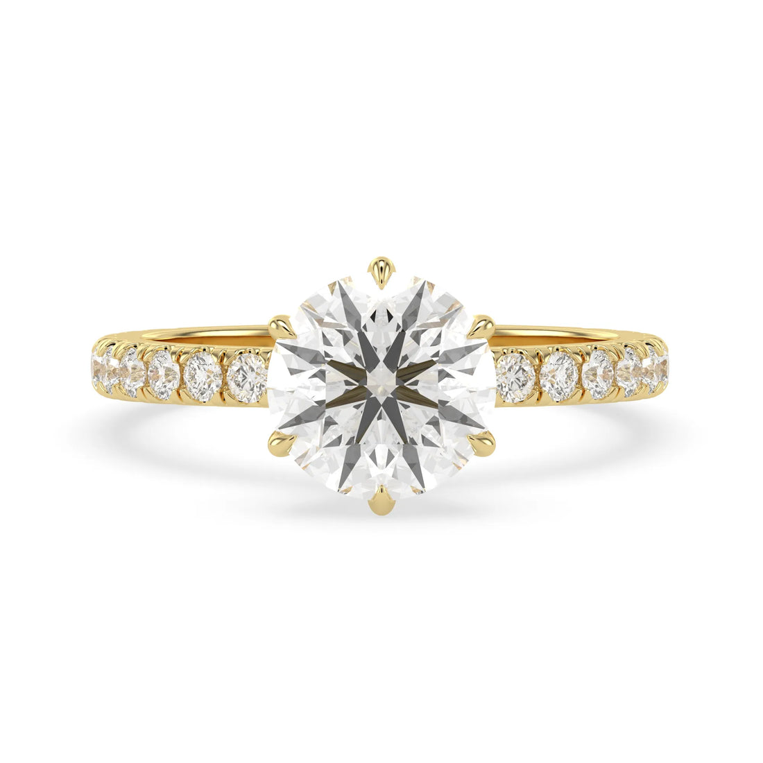 OctaPearl 2.5 ct Round Cut Lab Grown Diamond Pavé Engagement Ring