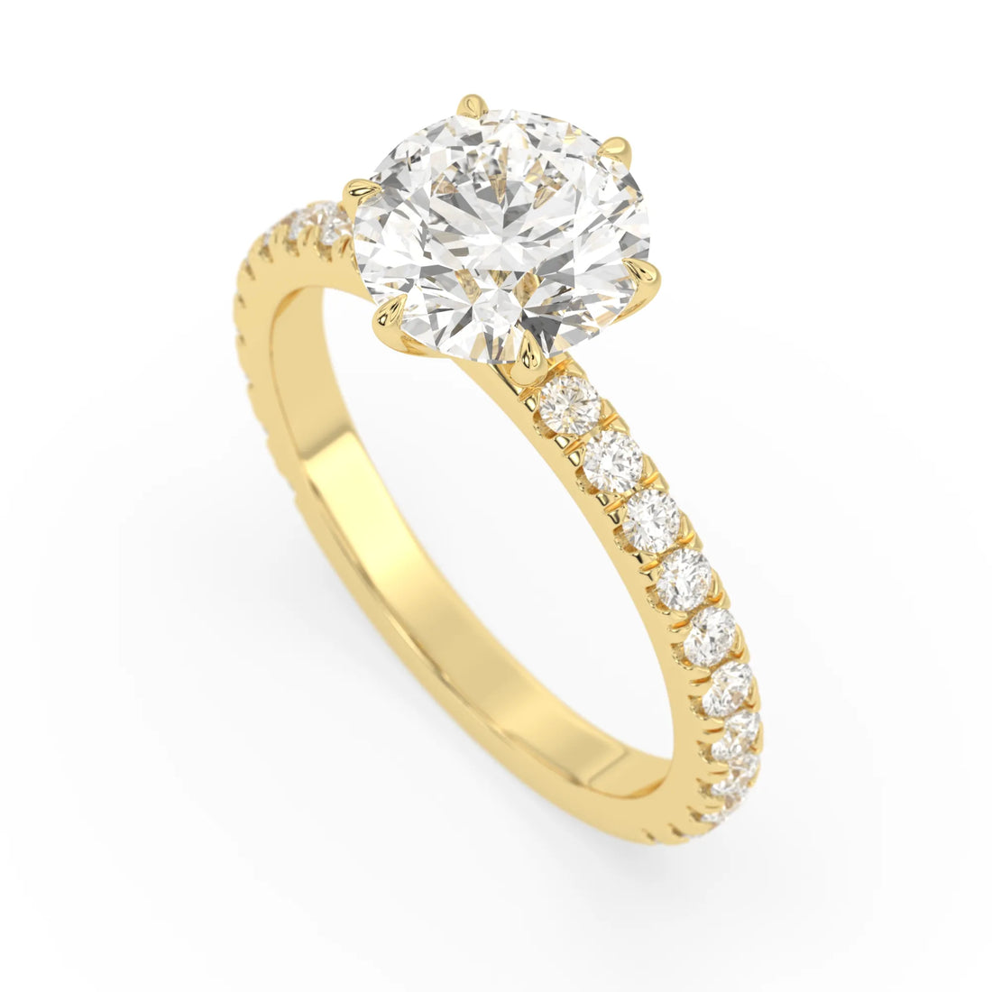 OctaPearl 2.5 ct Round Cut Lab Grown Diamond Pavé Engagement Ring