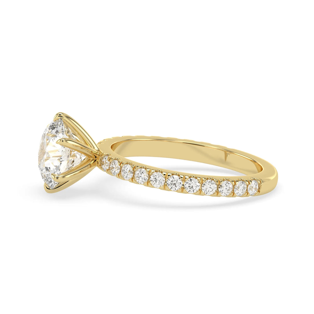 OctaPearl 2.5 ct Round Cut Lab Grown Diamond Pavé Engagement Ring