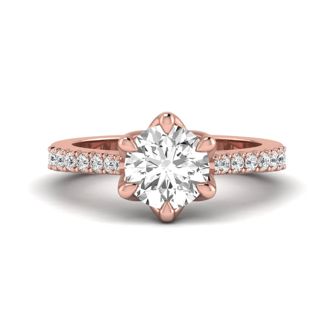 OctaPearl 2.5 ct Round Cut Lab Grown Diamond Pavé Engagement Ring