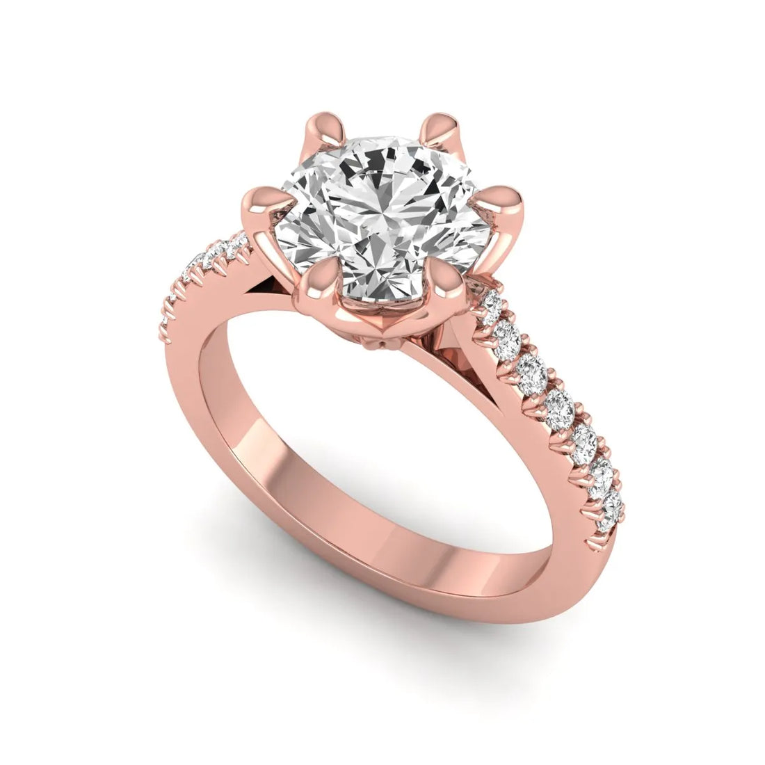 OctaPearl 2.5 ct Round Cut Lab Grown Diamond Pavé Engagement Ring