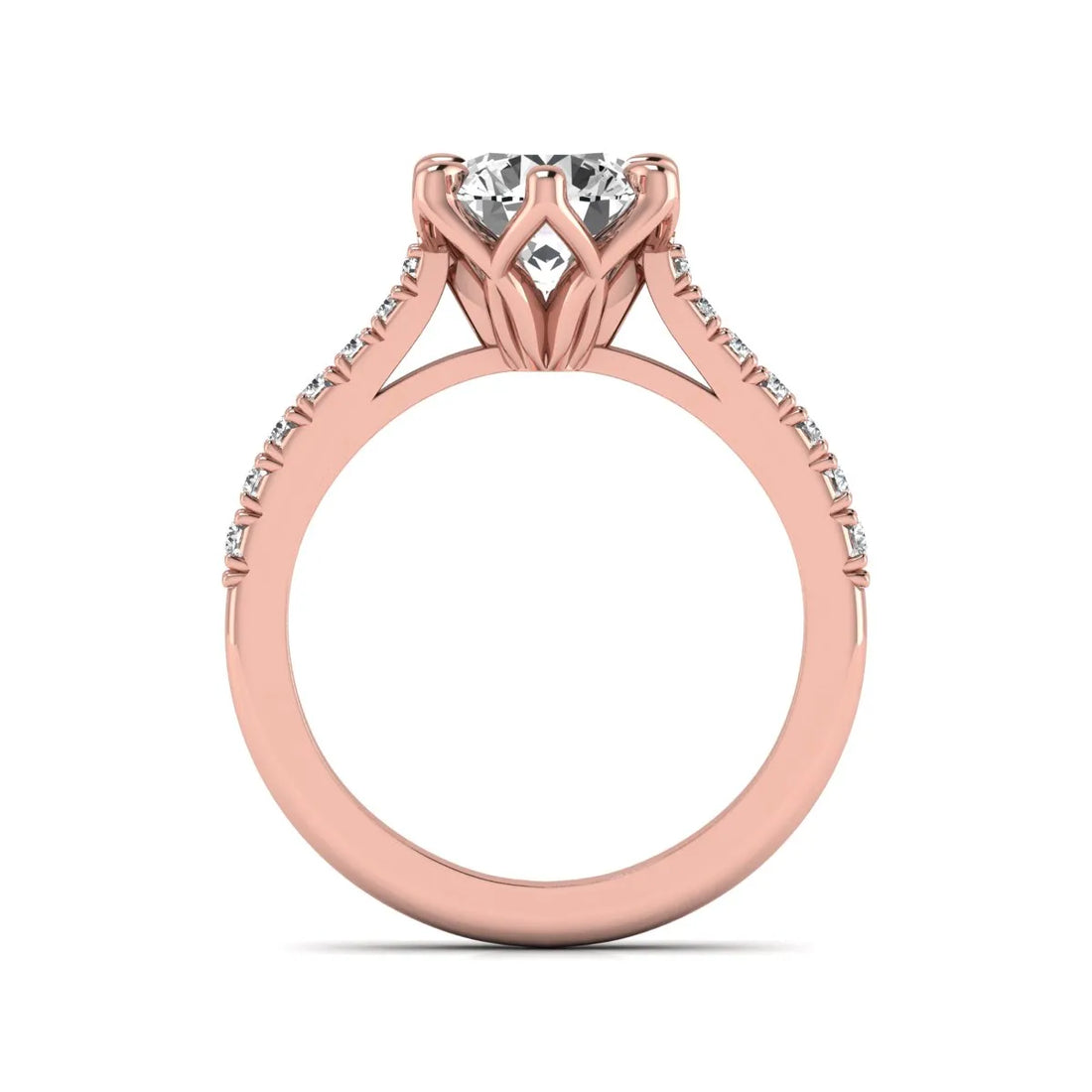 OctaPearl 2.5 ct Round Cut Lab Grown Diamond Pavé Engagement Ring