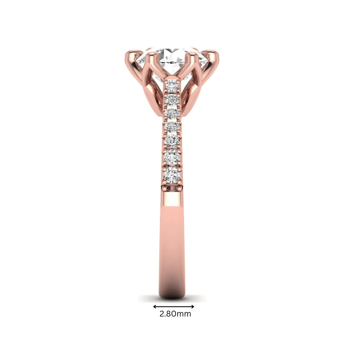 OctaPearl 2.5 ct Round Cut Lab Grown Diamond Pavé Engagement Ring