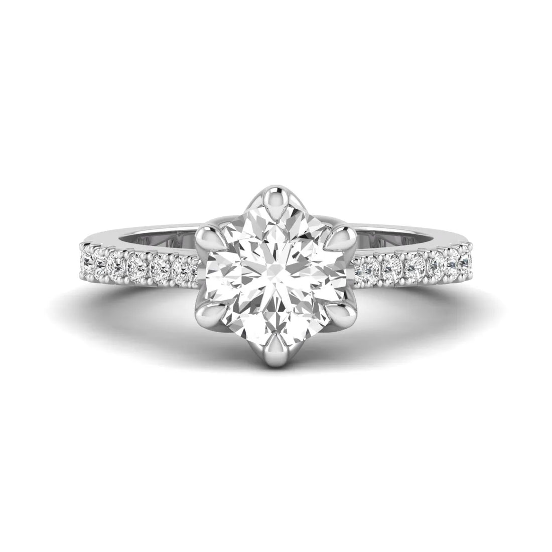 OctaPearl 2.5 ct Round Cut Lab Grown Diamond Pavé Engagement Ring