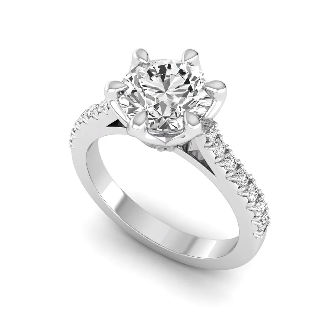 OctaPearl 2.5 ct Round Cut Lab Grown Diamond Pavé Engagement Ring
