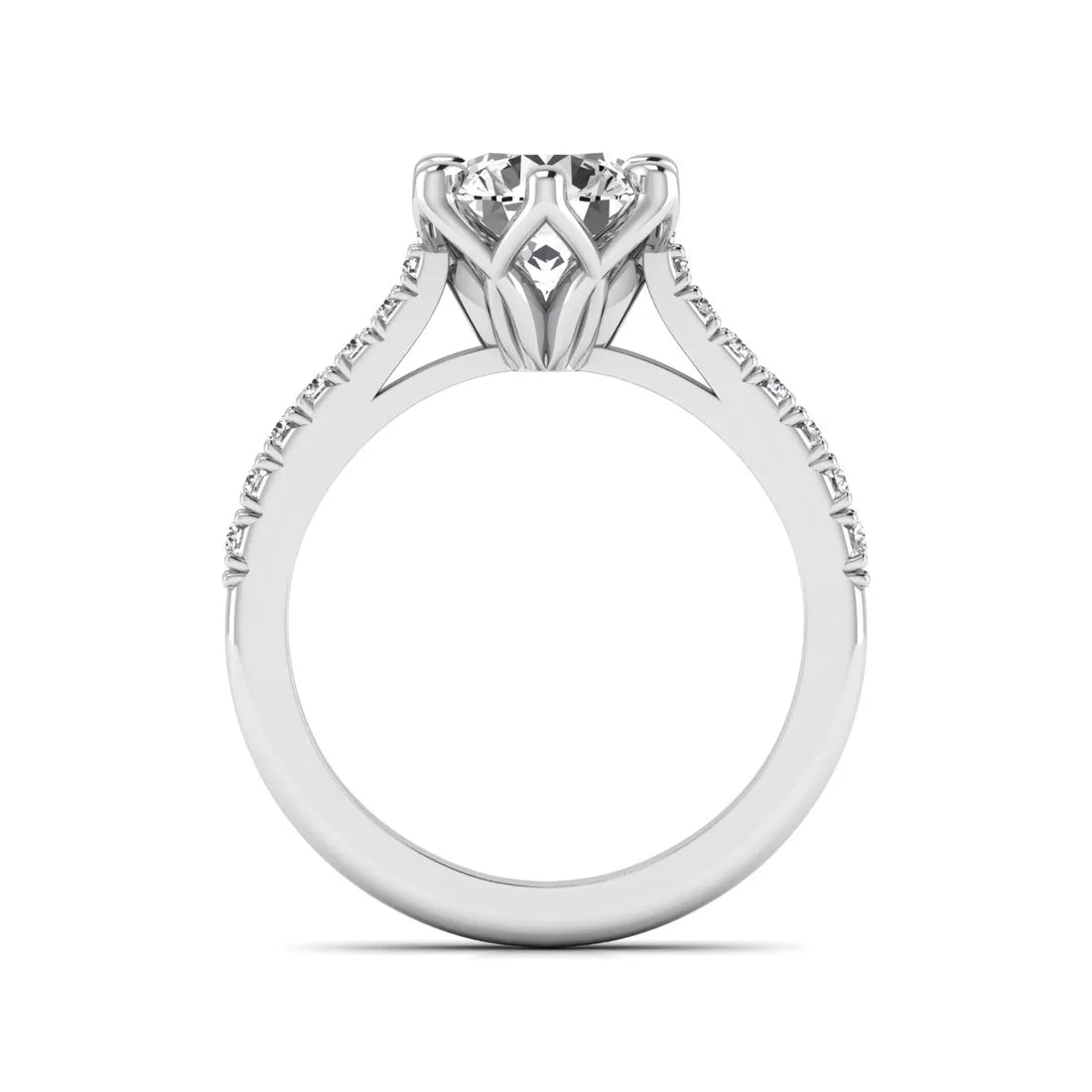OctaPearl 2.5 ct Round Cut Lab Grown Diamond Pavé Engagement Ring