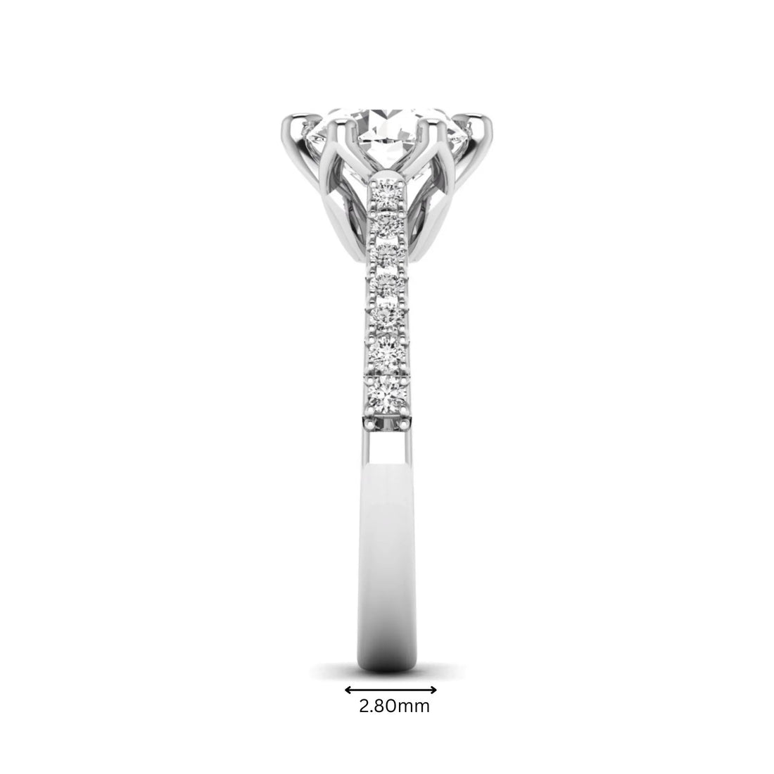 OctaPearl 2.5 ct Round Cut Lab Grown Diamond Pavé Engagement Ring