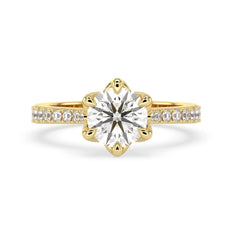 OctaPearl 2.5 ct Round Cut Lab Grown Diamond Pavé Engagement Ring