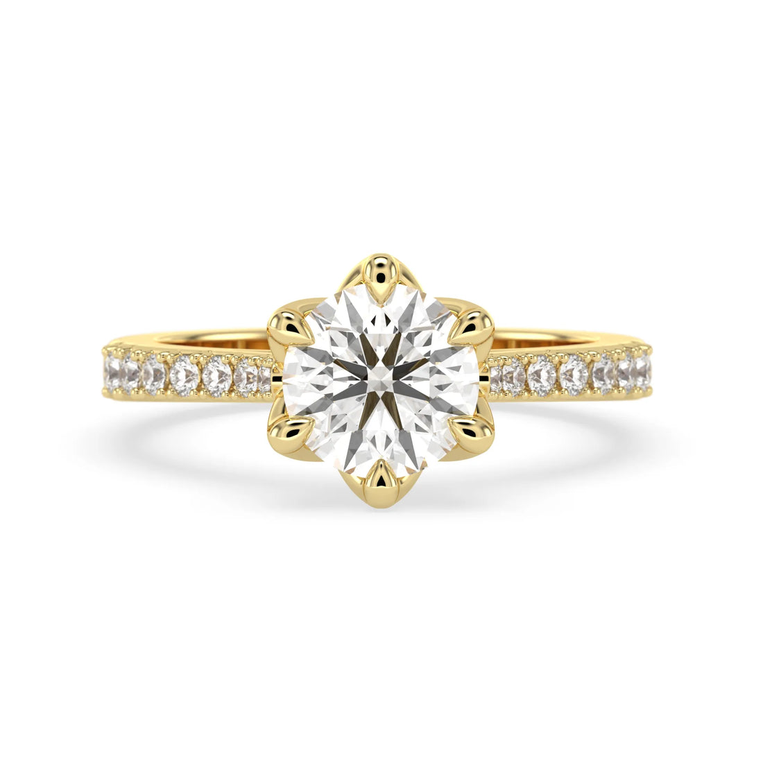 OctaPearl 2.5 ct Round Cut Lab Grown Diamond Pavé Engagement Ring