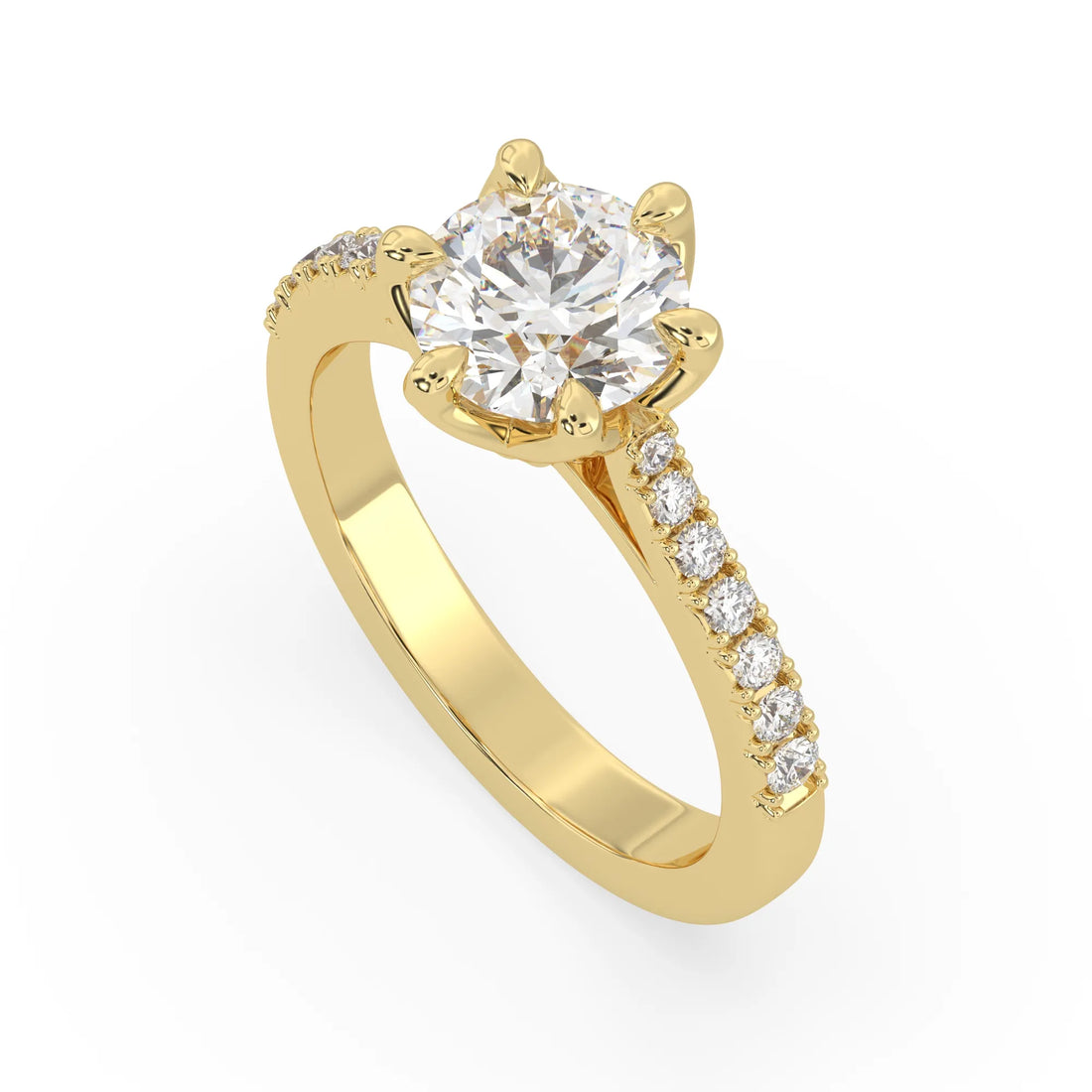 OctaPearl 2.5 ct Round Cut Lab Grown Diamond Pavé Engagement Ring