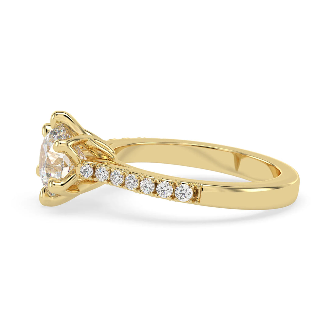 OctaPearl 2.5 ct Round Cut Lab Grown Diamond Pavé Engagement Ring
