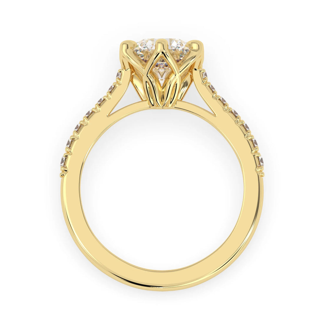 OctaPearl 2.5 ct Round Cut Lab Grown Diamond Pavé Engagement Ring