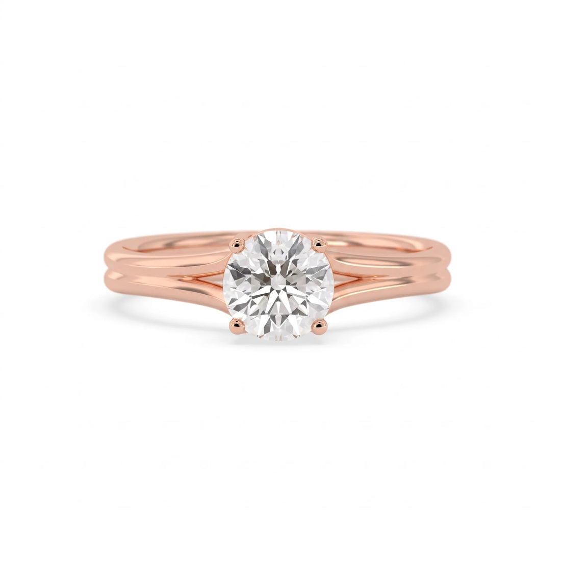 OctaPearl 1 ct Round Solitaire Split Shank Lab Grown Diamond Engagement Ring