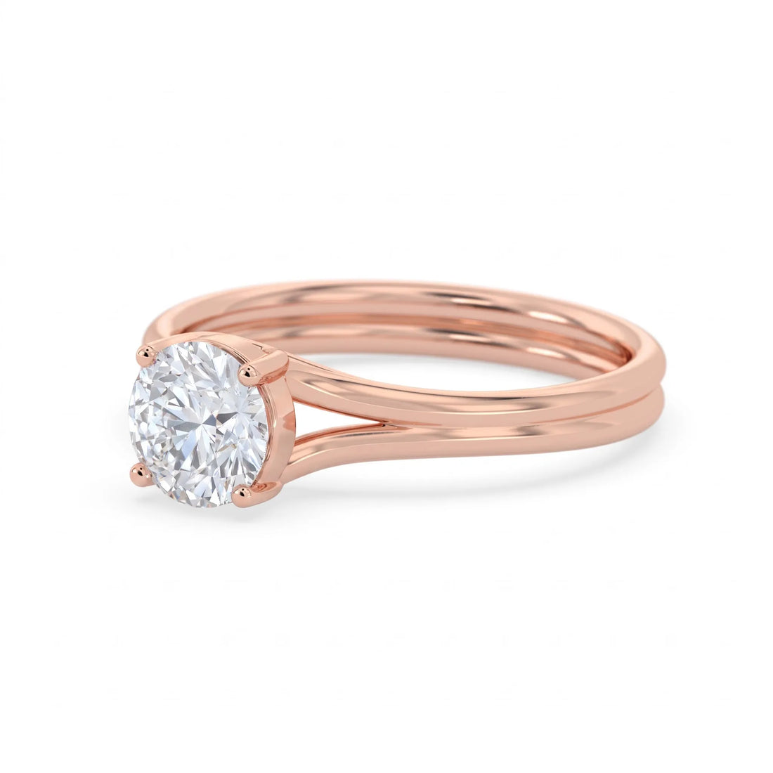 OctaPearl 1 ct Round Solitaire Split Shank Lab Grown Diamond Engagement Ring