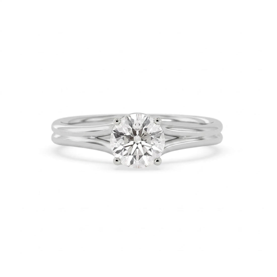 OctaPearl 1 ct Round Solitaire Split Shank Lab Grown Diamond Engagement Ring