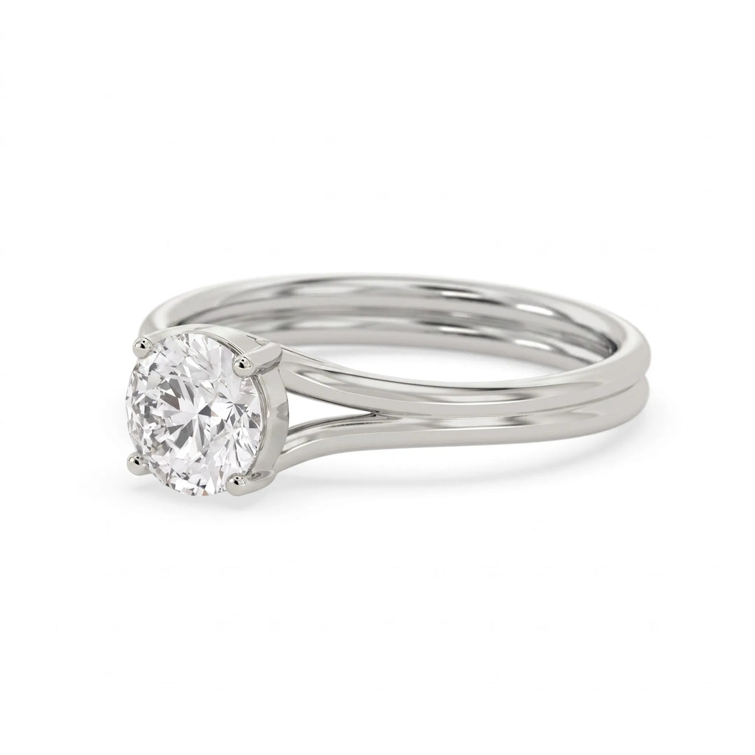 OctaPearl 1 ct Round Solitaire Split Shank Lab Grown Diamond Engagement Ring