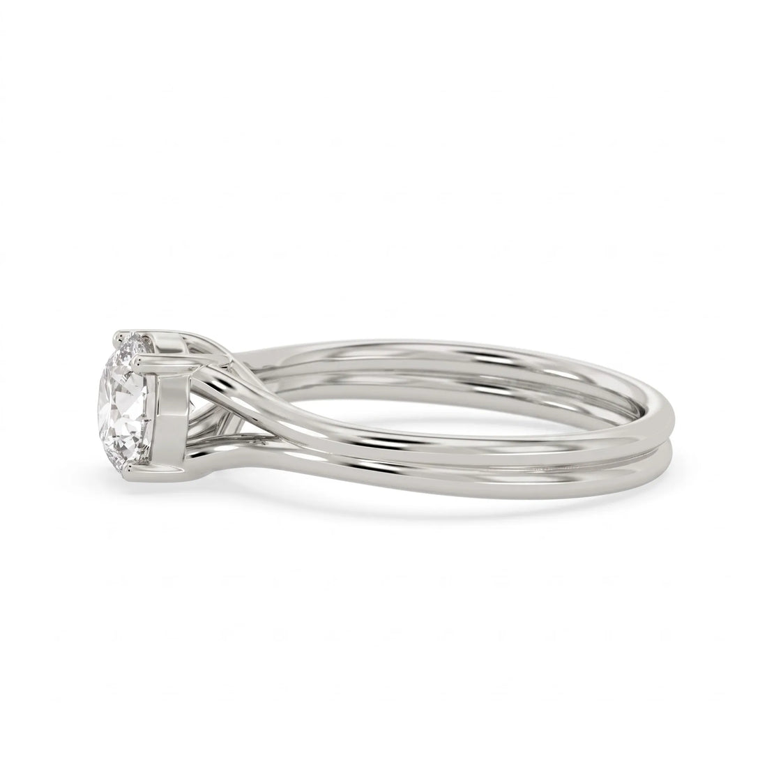 OctaPearl 1 ct Round Solitaire Split Shank Lab Grown Diamond Engagement Ring