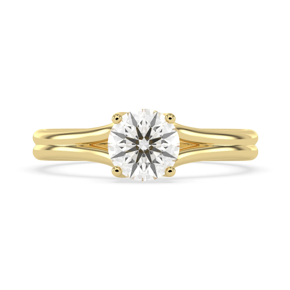 OctaPearl 1 ct Round Solitaire Split Shank Lab Grown Diamond Engagement Ring