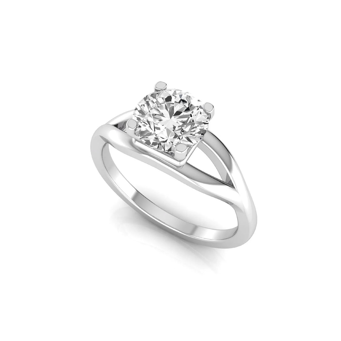 OctaPearl 1.5 ct Round Split Shank Lab Grown Diamond Solitaire Engagement Ring