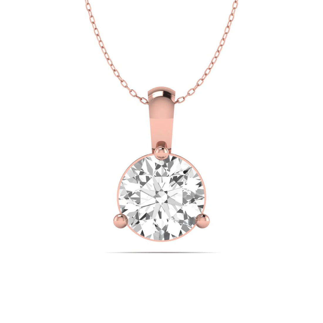 OctaPearl Round Three Prong Set Lab Grown Diamond Solitaire Pendant Necklace