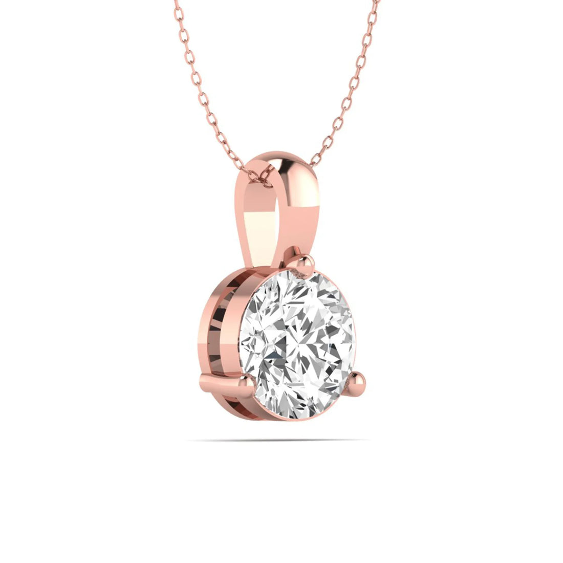OctaPearl Round Three Prong Set Lab Grown Diamond Solitaire Pendant Necklace