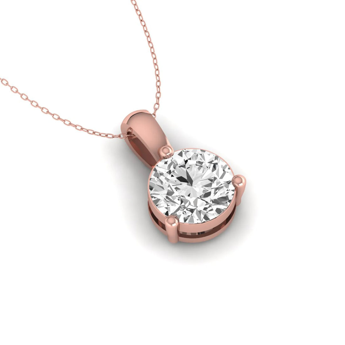 OctaPearl Round Three Prong Set Lab Grown Diamond Solitaire Pendant Necklace