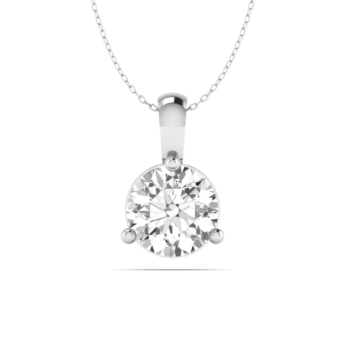 OctaPearl Round Three Prong Set Lab Grown Diamond Solitaire Pendant Necklace