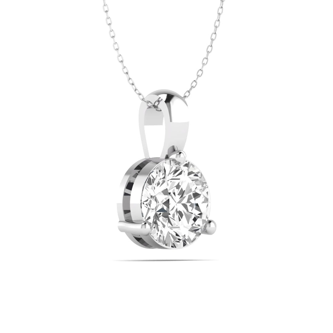 OctaPearl Round Three Prong Set Lab Grown Diamond Solitaire Pendant Necklace