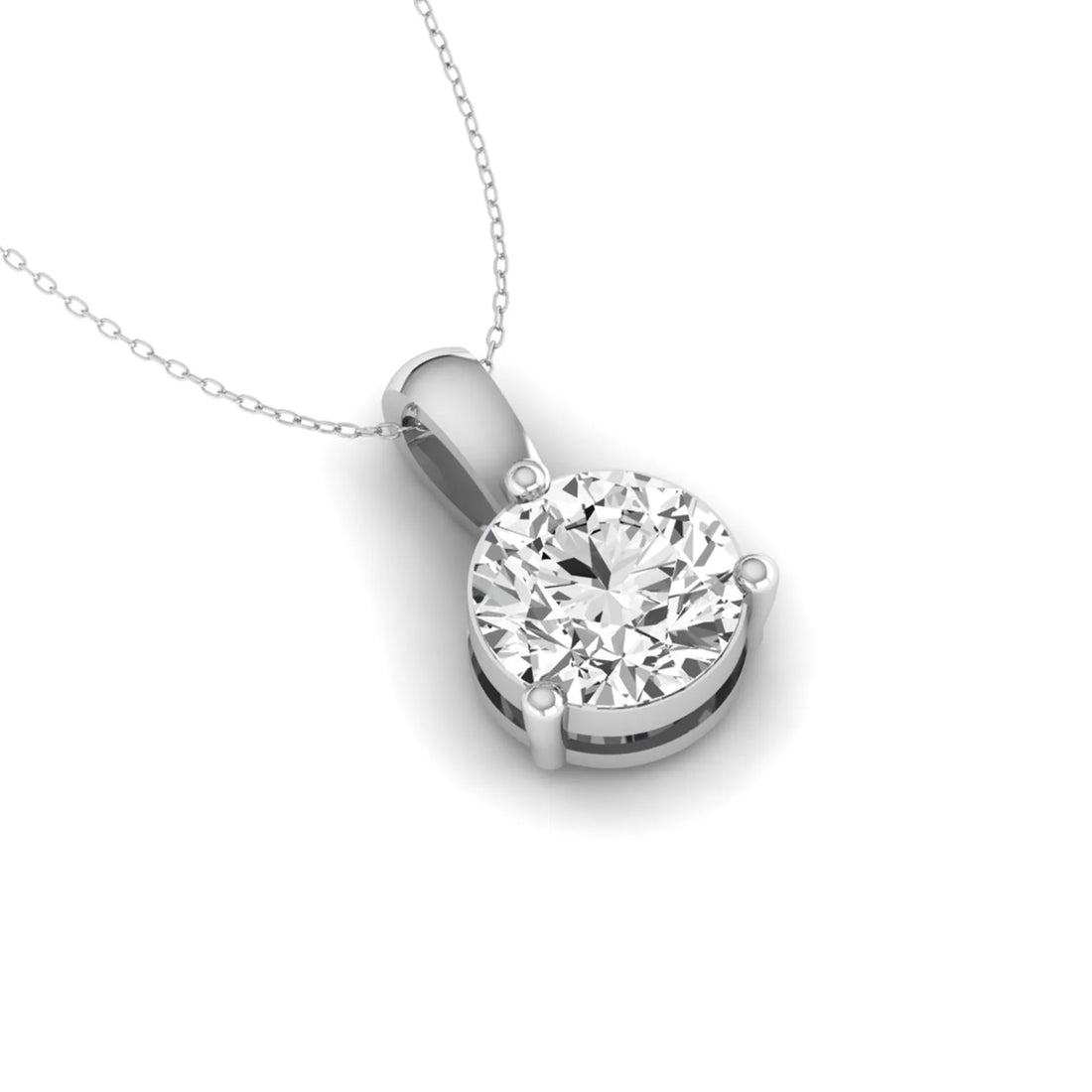 OctaPearl Round Three Prong Set Lab Grown Diamond Solitaire Pendant Necklace