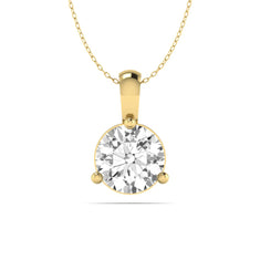 OctaPearl Round Three Prong Set Lab Grown Diamond Solitaire Pendant Necklace