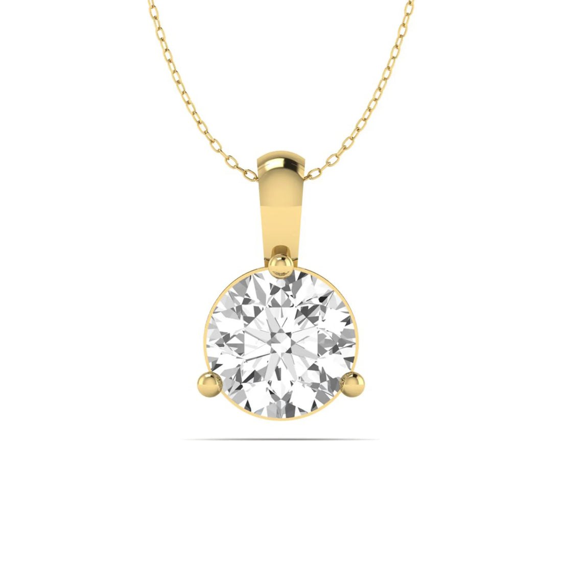 OctaPearl Round Three Prong Set Lab Grown Diamond Solitaire Pendant Necklace
