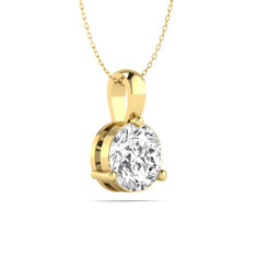 OctaPearl Round Three Prong Set Lab Grown Diamond Solitaire Pendant Necklace - alternate view