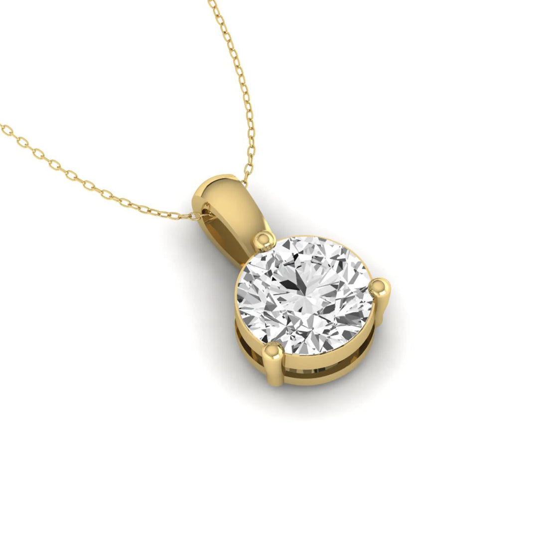 OctaPearl Round Three Prong Set Lab Grown Diamond Solitaire Pendant Necklace