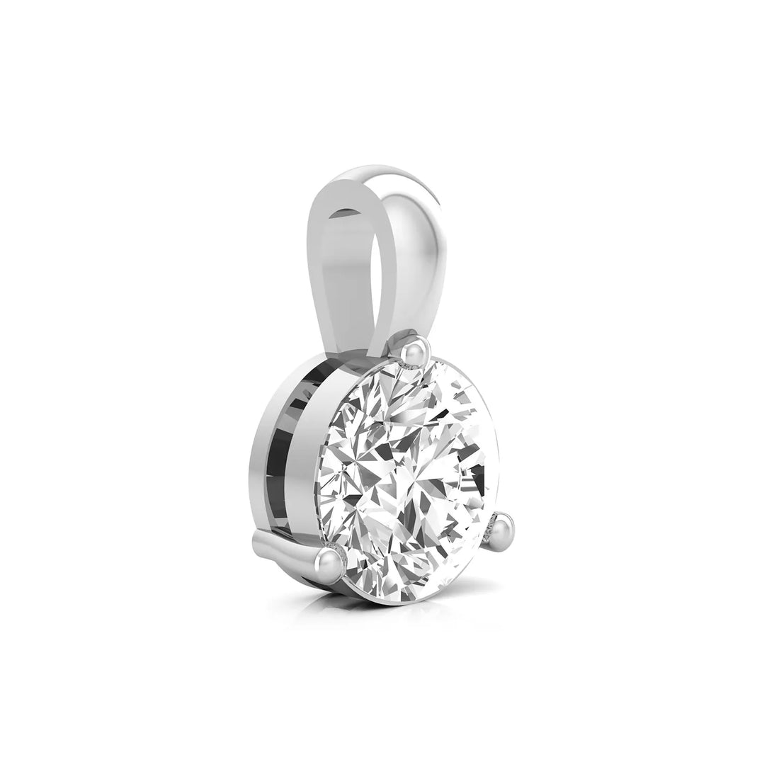 OctaPearl Round Three Prong Set Lab Grown Diamond Solitaire Pendant Necklace - White Gold