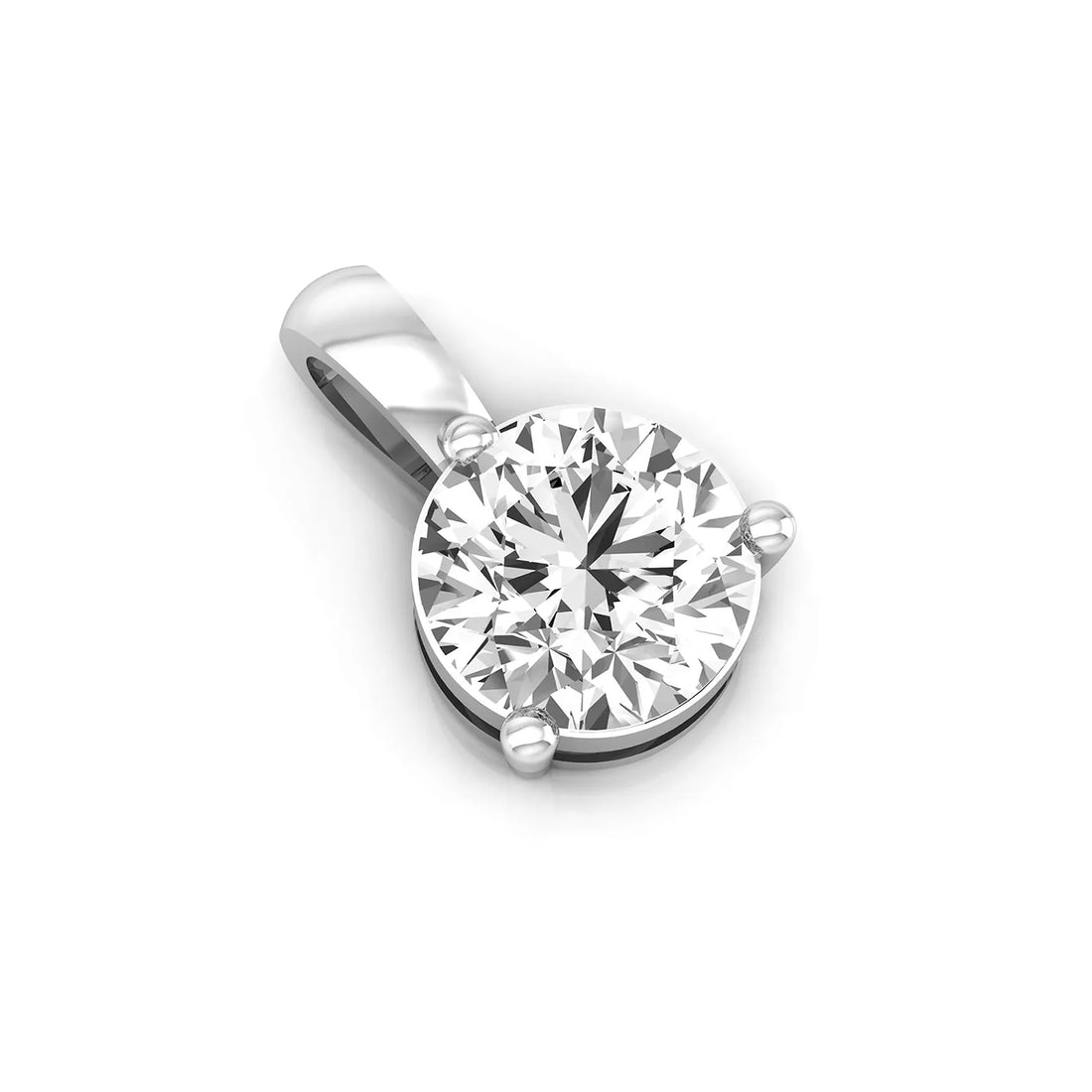 OctaPearl Round Three Prong Set Lab Grown Diamond Solitaire Pendant Necklace - White Gold
