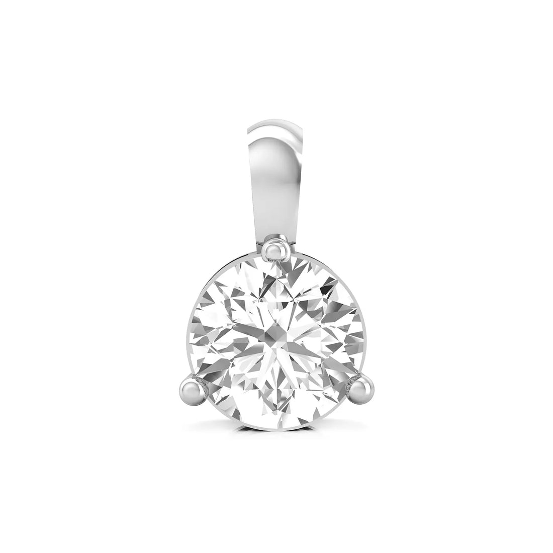 OctaPearl Round Three Prong Set Lab Grown Diamond Solitaire Pendant Necklace - White Gold