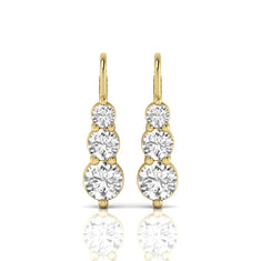 OctaPearl Round Three Stone Graduated Lab Grown Diamond Drop Earrings