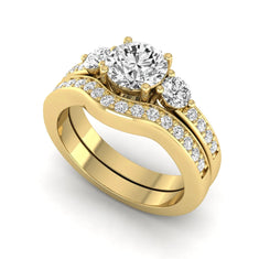 OctaPearl 1 ct Round Cut Three Stone Lab Grown Diamond Bridal Ring Set - alternate view