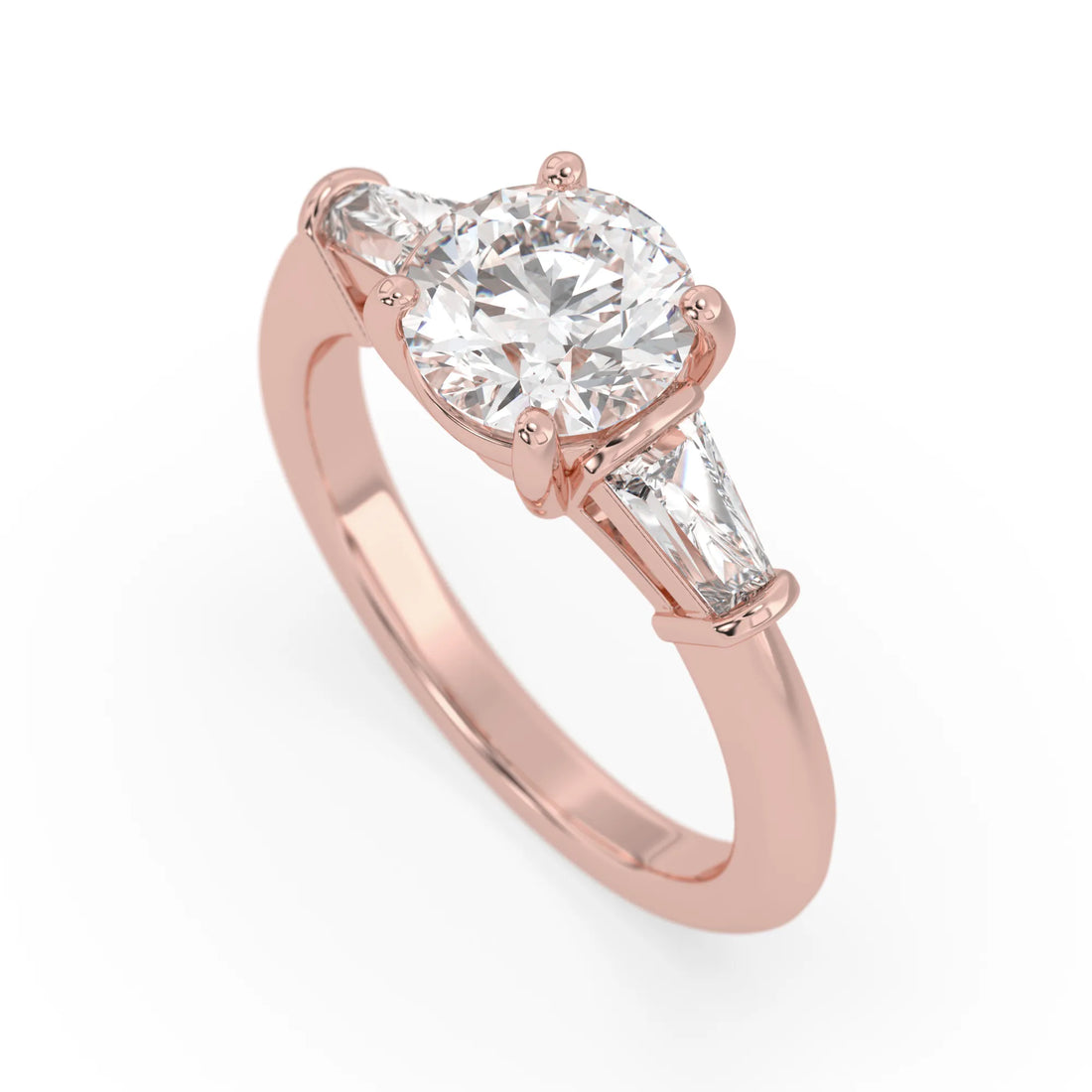 OctaPearl 2 ct Round Lab Grown Diamond Three Stone Engagement Ring