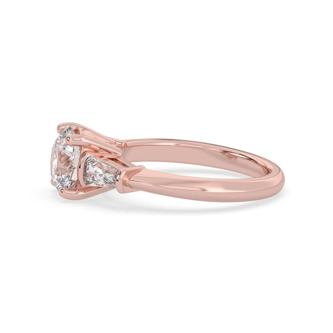 OctaPearl 2 ct Round Lab Grown Diamond Three Stone Engagement Ring