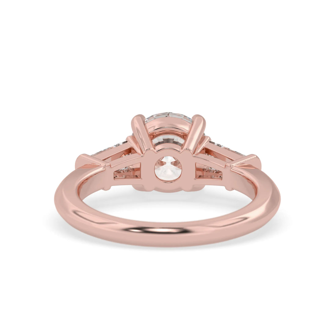 OctaPearl 2 ct Round Lab Grown Diamond Three Stone Engagement Ring