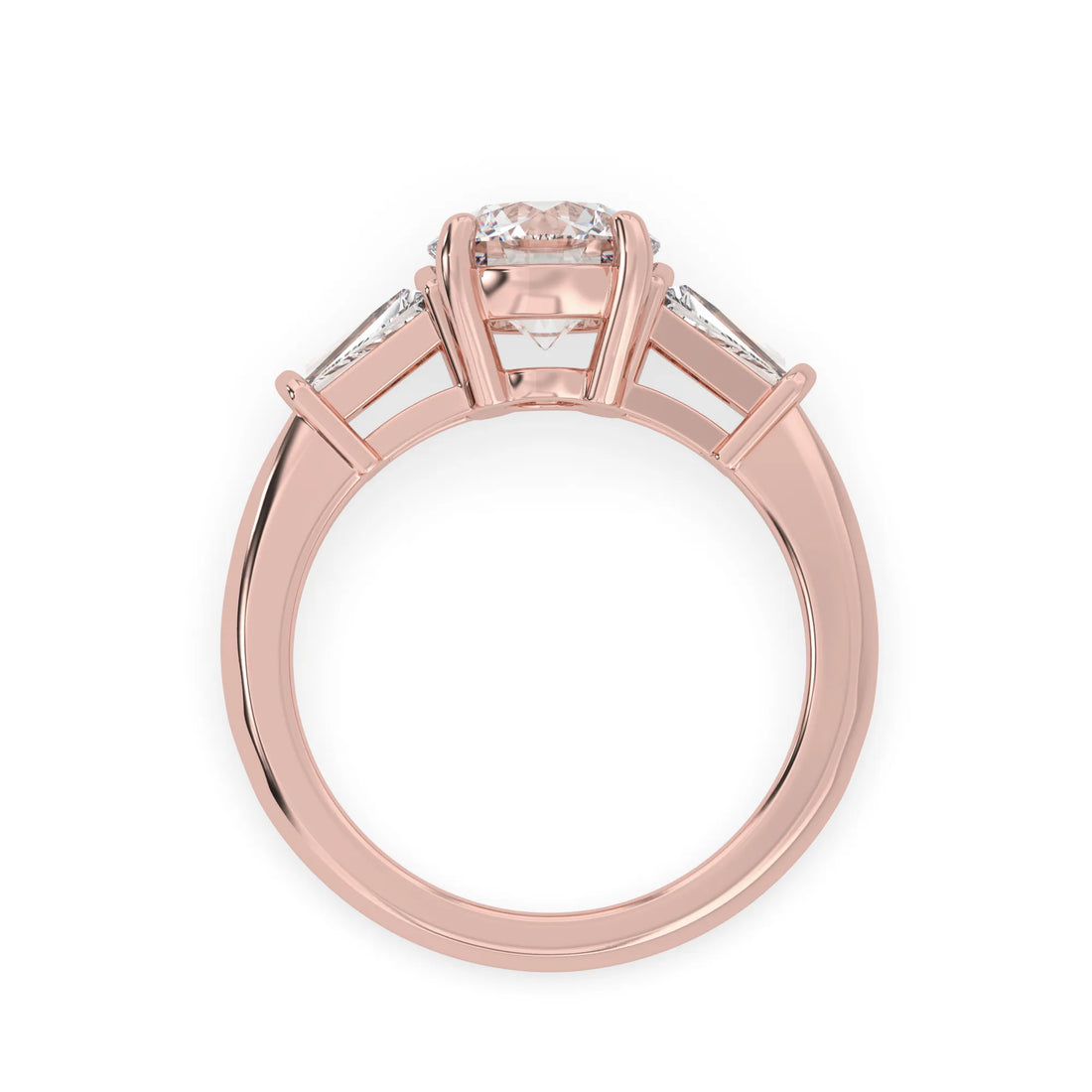 OctaPearl 2 ct Round Lab Grown Diamond Three Stone Engagement Ring