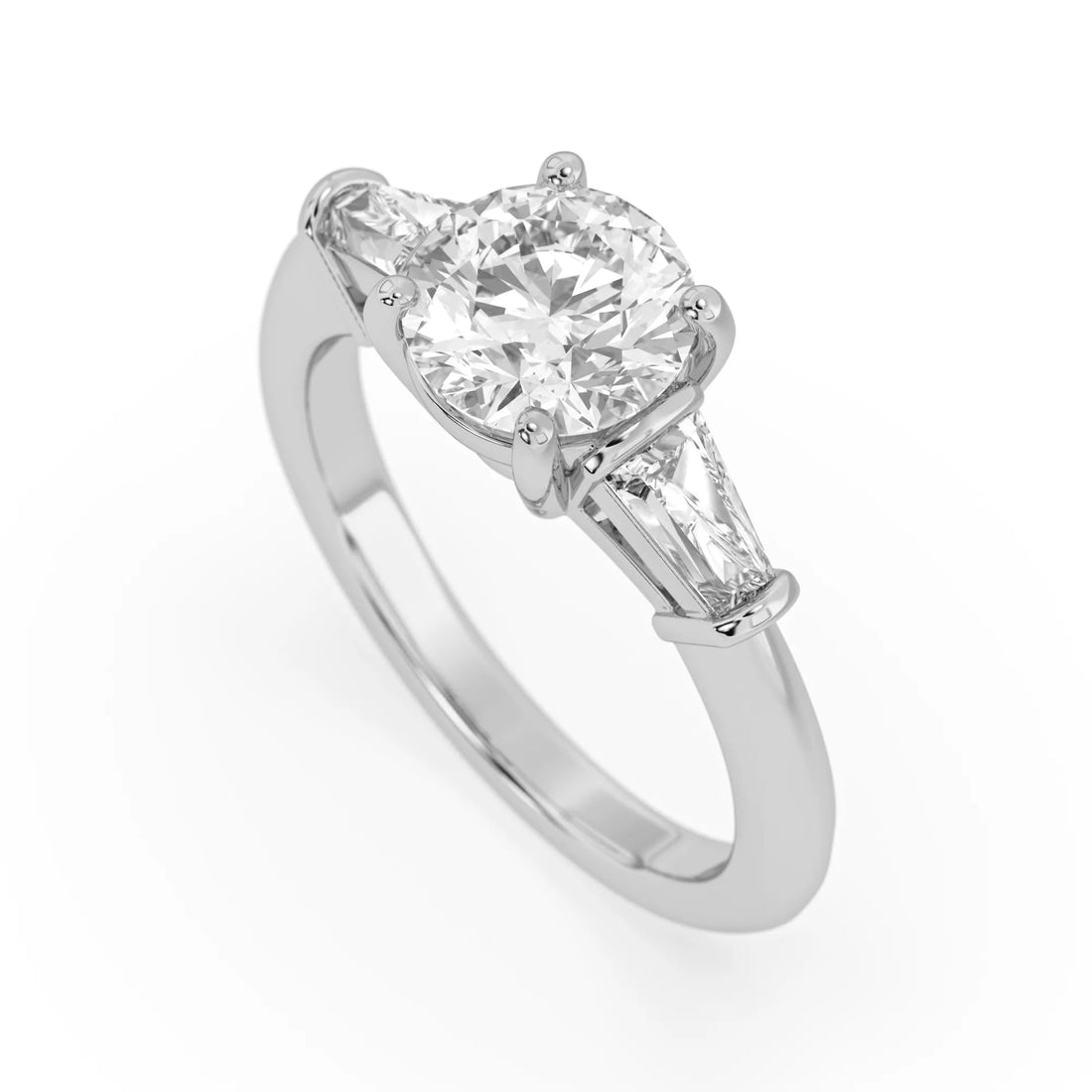 OctaPearl 2 ct Round Lab Grown Diamond Three Stone Engagement Ring