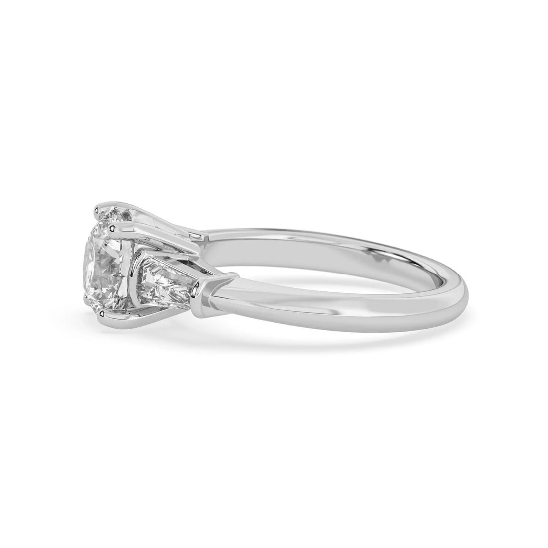 OctaPearl 2 ct Round Lab Grown Diamond Three Stone Engagement Ring