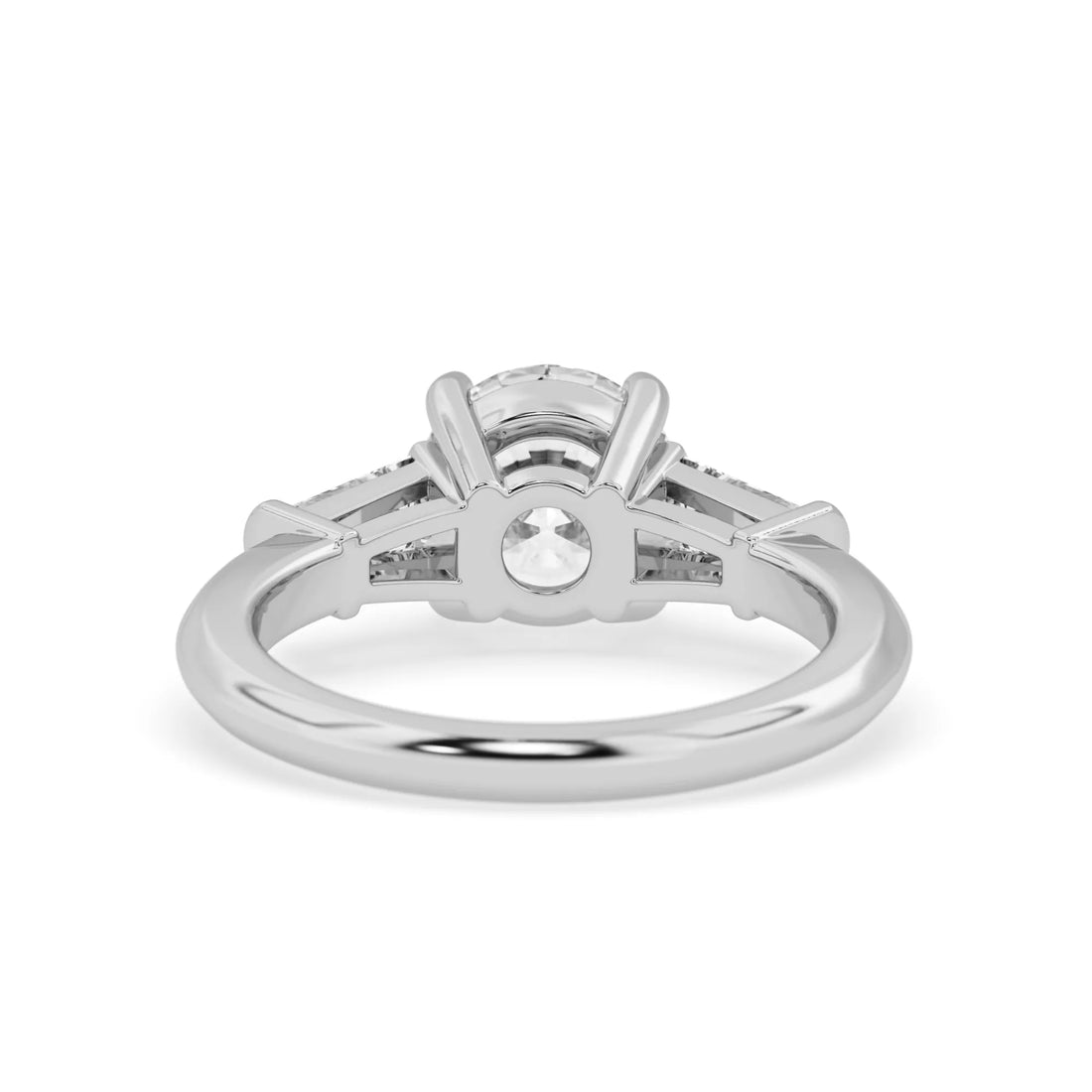 OctaPearl 2 ct Round Lab Grown Diamond Three Stone Engagement Ring