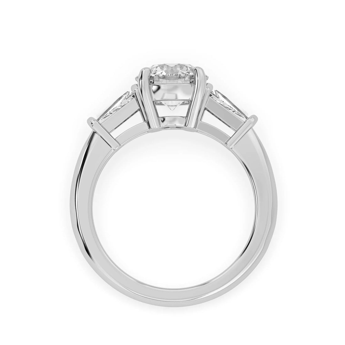 OctaPearl 2 ct Round Lab Grown Diamond Three Stone Engagement Ring