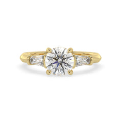 OctaPearl 2 ct Round Lab Grown Diamond Three Stone Engagement Ring