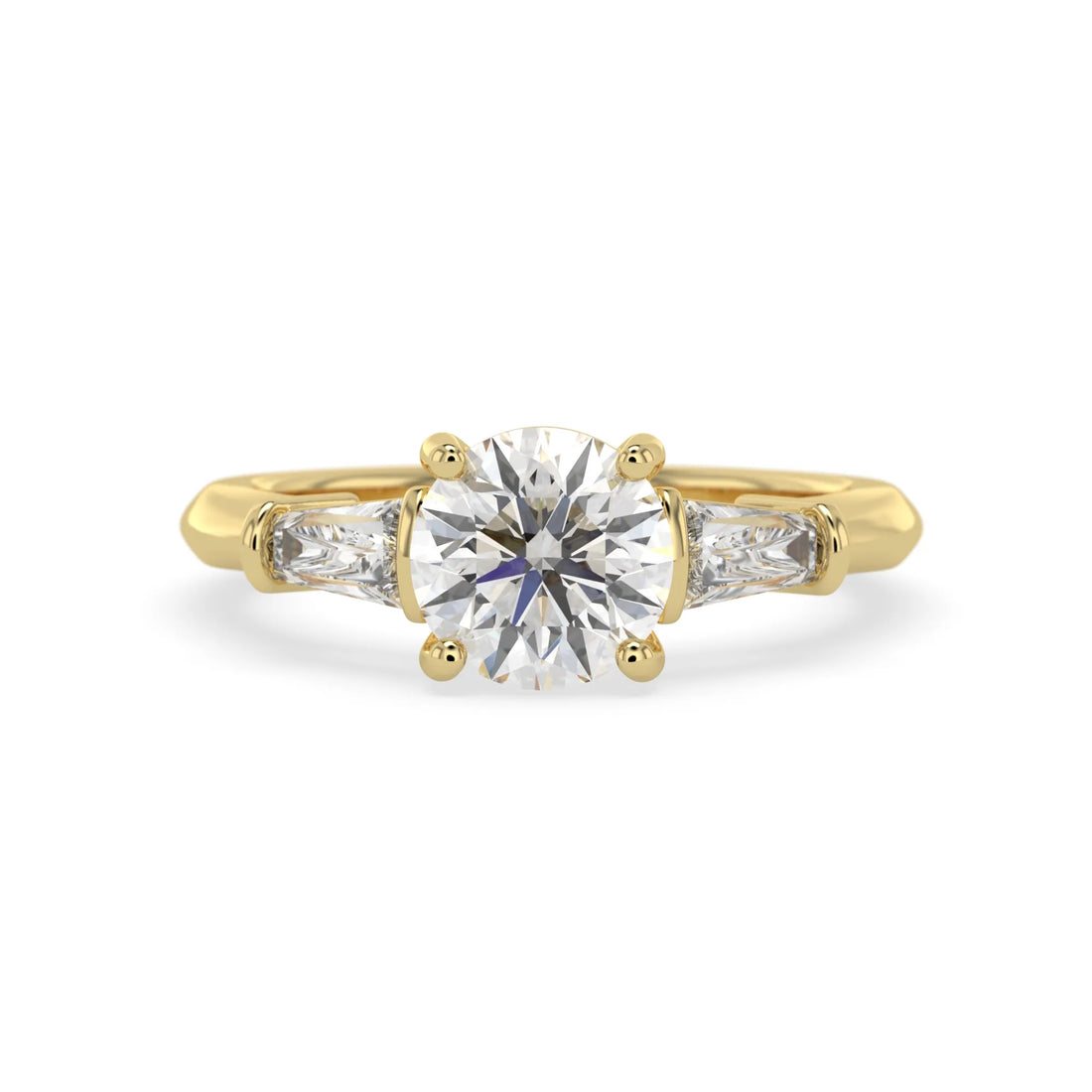 OctaPearl 2 ct Round Lab Grown Diamond Three Stone Engagement Ring