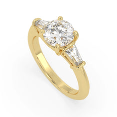 OctaPearl 2 ct Round Lab Grown Diamond Three Stone Engagement Ring - alternate view