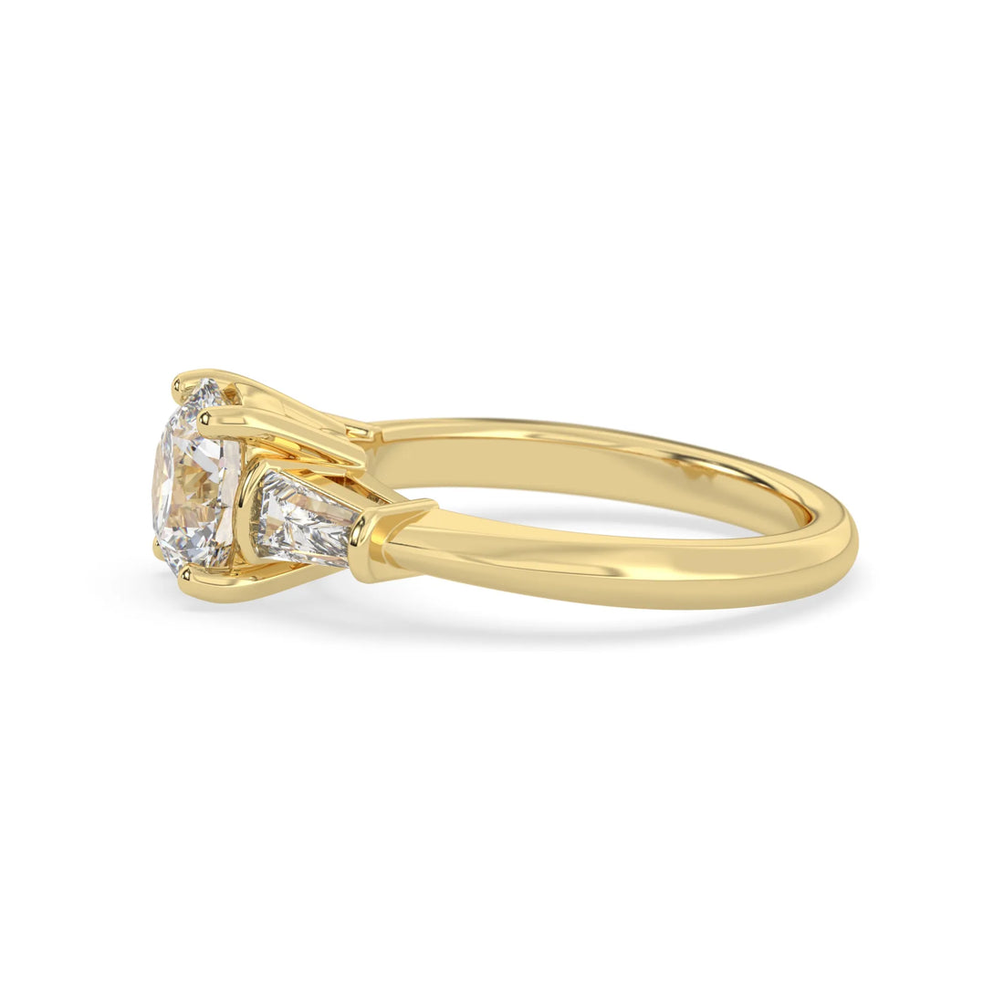 OctaPearl 2 ct Round Lab Grown Diamond Three Stone Engagement Ring